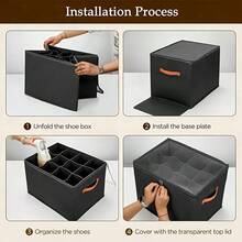 2pcs Closet Shoe Storage Set, Includes 1 Large Shoe Storage Box With Clear Lid And Reinforced Handle, 1 Foldable Storage Box For Boots, High Heels, Sneakers, Flats, Perfect Home Organization Solution - View 9