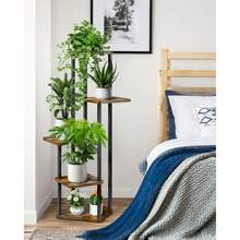 Estantería de flores de hierro, estantería de piso de múltiples niveles para macetas de sala de estar en el hogar, estantería para plantas de balcón - Negro - Ver 7