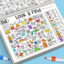 32-Themes Find And Coloring Activity Book - Seek And Find Workbook For Early Learning & Cognitive Skill Training, Enhance Brain Skills With Alphabet, Shapes & Colors Search - Perfect Concentration Training Activity Book For Learning & Fun - Green - View 5