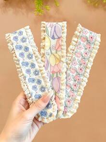 2/2/2/Pcs/Set Floral Lace Hook And Loop Hair Accessories, Pastoral Style - Suitable For Girls And Women, Applicable For Vacation, Date, Photography, Campus Activities, Etc., Random Color - Multicolor - View 5