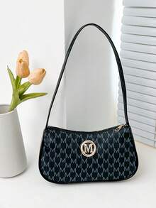 2026新款女款極簡主義單肩包，休閒通勤腋下包，小眾字母印花手提包，情人節禮物首選，日常手提包，購物、約會，女性禮物 XXOO Love，適合青少年女孩、大學生、初入職場者和白領，完美適用於辦公室、校園、工作、商務、通勤 - 藍色 - 查看 9