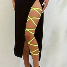 1 Pair Elastic Cross Strap Sexy Leg Sleeves And Garter Belt Designed For Halloween And Music Festival Dancing, Can Be Used As Body Harness, Multi-Color Elastic Cross-Back Leg Chain Vintage Style Body Chain Jewelry Decoration, Solid Color Role Play Tropical Thigh Decoration Leg Band, Multiple Colors Available, Dance Costume Accessories, Halloween Costumes Women, Costume, Ballet, Dance Outfit, Dance Stuff, Dance, Carnival Outfits Women - Multicolor - View 5