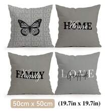 4 piezas Fundas de almohada con patrón de texto minimalista y acogedor sin rellenos, fundas de almohada impresas en un solo lado, adecuadas para sala de estar, dormitorio, decoración del hogar, fundas de almohada para todas las estaciones - Multicolor - Ver 13