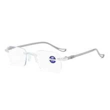 1PC Metal Rimless Rectangular Small Frame Glasses, Daily Commute Minimalist Sexy Elegant Sophisticated Style, Casual Versatile Unisex Minimalist Classic Fashion Plain Lens , Ultra Lightweight Comfortable Wear - Silver - View 4