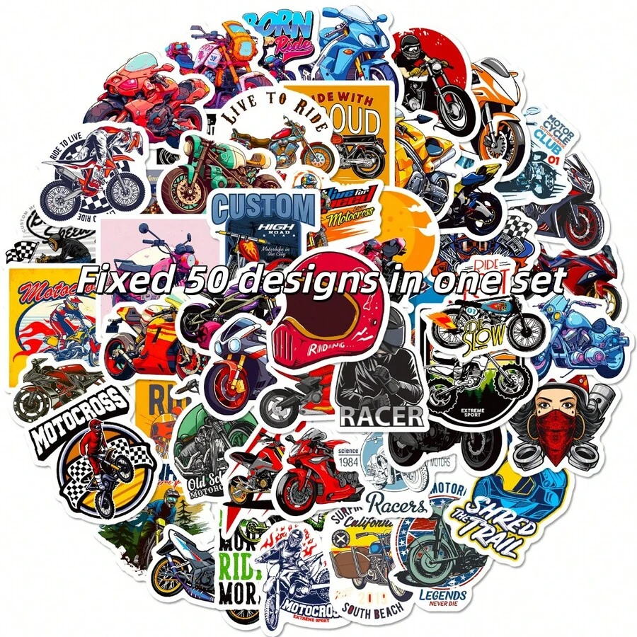 AD 50pcs Motorcycle Club Graffiti Sticker Pack, Waterproof UV-Resistant ...