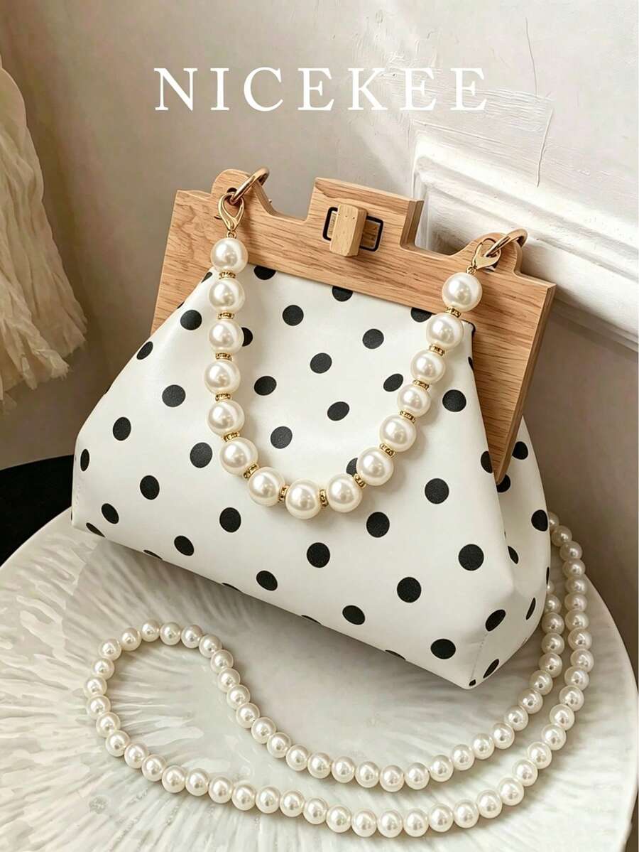女款時尚條紋人造皮革貝殼造型斜挎包，優雅單肩包，適合約會、購物、通勤與工作 - 彩色 - 查看 1