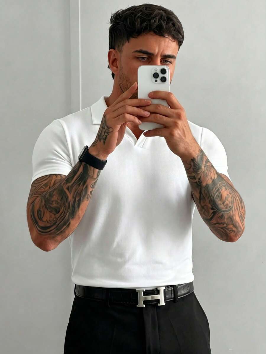 Men's Summer Lightweight Solid Color Short Sleeve Polo Shirt, Suitable For Summer Outdoor Activities