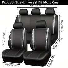 9/4pcs Shiny Rhinestone Faux Leather Car Seat Covers, Sequin Crystal Design, Women's Style, Compatible With Airbags, Suitable For Sedan, SUV And Minivan, Full Set For Seats And Headrests - Style a - View 11