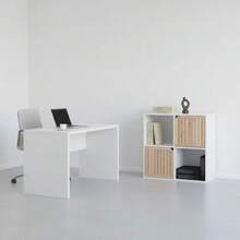 KIWI MOBLEKIT | Mensole in Legno per Stoccaggio e Decorazione, Modelli a Cubo o Rettangolari con Opzioni di Porte o Cassetti, Mobili Ausiliari Moderni per Soggiorno, Camera da Letto o Ufficio - Libreria a 4 scomparti, 58,5x29x59 cm, bianca. - Visualizzare 9