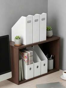 File Storage Box – For Office Documents And Scrapbook Paper; Creative Foldable Design In Matte PP Material; Foldable Bookshelf Storage Box. - Multicolor - View 4