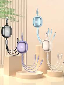 Kabel Pengisi Daya Cepat 3-in-1 100W (MAX) & Kabel Tiga-ke-Tunggal yang Dapat Ditarik, Kabel Data Pengisian Daya TPE Tahan Lama Kompatibel dengan iPhone dan Seri , Kabel Pengisian Daya Efisiensi Tinggi, Kompatibel dengan iPhone. Kompatibel dengan iPhone 16/15/14/13/12/11/ S24/S23/S22/S21, Kompatibel dengan , Kompatibel dengan , Adaptor Pengisian Daya Efisien Universal - MultiWarna - View 1