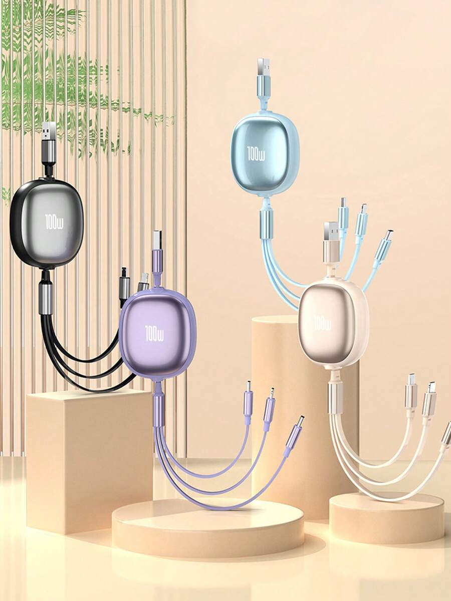 Kabel Pengisi Daya Cepat 3-in-1 100W (MAX) & Kabel Tiga-ke-Tunggal yang Dapat Ditarik, Kabel Data Pengisian Daya TPE Tahan Lama Kompatibel dengan iPhone dan Seri , Kabel Pengisian Daya Efisiensi Tinggi, Kompatibel dengan iPhone. Kompatibel dengan iPhone 16/15/14/13/12/11/ S24/S23/S22/S21, Kompatibel dengan , Kompatibel dengan , Adaptor Pengisian Daya Efisien Universal - MultiWarna - View 1