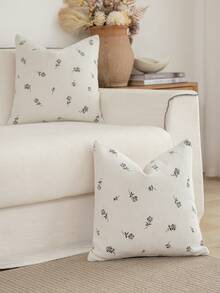 1pc Modern Pastoral Country Vintage Style Chenille Jacquard Washable Machine Washable Pillowcase Suitable For Sofa Bedroom Living Room Home Decor - Small White Roses - View 6