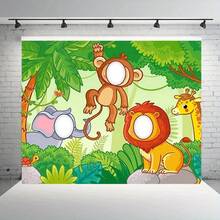1pc Jungle Animal Backdrop, Monkey Lion Elephant Giraffe Role Play Party Game Photo Prop Decoration, Bonded Fiber Banner, Perfect Gift, Suitable - Jungle Animals - View 5
