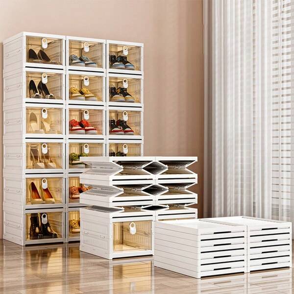 Large Capacity Foldable Dust-Proof Storage Shoe Box. Multi-Purpose Storage Box, Can Store Shoes, Clothes, Towels, Snacks, Daily Necessities, Etc., Easy To Assemble, Convenient To Use, Foldable Storage And Organization Saves Space. A Great Helper For Home Storage!
