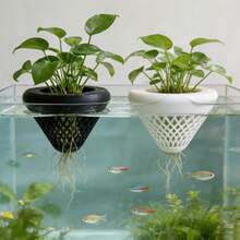 1pc Floating Aquarium Plant Pot, Suitable For Fish Tank Decoration, Hanging Grid Cone-Shaped Planting Pot, Lightweight Hanging Aquatic Plant Decor, Fish Tank And Aquarium Accessories - Multicolor - View 2
