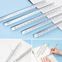 Student Triangle Ruler Set (3pcs) Ideal Choice For Drawing, Measuring, Office And Learning, Geometry Back To School Math Stationery, Transparent Durable Rulers - Sets - View 3
