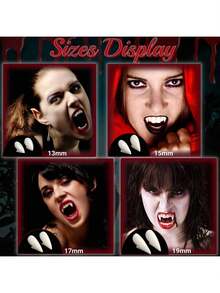 Vampire Fangs, Realistic Halloween Vampire Accessories, Halloween Fake Teeth, Unisex Vampire Costume Props, Halloween Party Makeup Outfit Decoration, Vampire Fangs, Simulated Halloween Vampire Accessories, Halloween Fake Teeth, Unisex Vampire Costume Props, Halloween Party Makeup Costume Small Gifts, Simulated Vampire Zombie Fangs, No Gum Damage, Reusable, Scary Style, Women's Halloween Party Costume Props - Multicolor - View 7