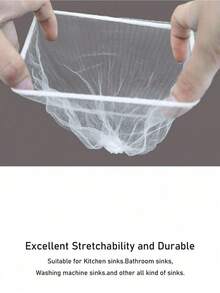 100-1000pcs White Kitchen Sink Filter Bags - Disposable Mesh Drain Strainers, Fine Mesh Fabric | Anti-Clogging Elastic Trash Net, Suitable For Sinks, Wash Basins And Floor Drains | Reusable Sturdy Corner Mesh Filter And Drain Rack - View 2