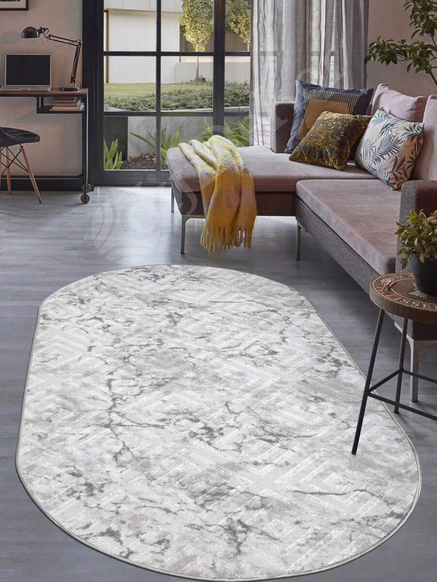 Modern Ivory Area Rug For Living Room | Soft Minimalist Contemporary Carpet Made In Turkey - White - View 1
