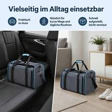 Faltbare Transporttasche für Katzen, 48*30*31 cm, grau, wasserdicht Transportbox für kleine Hunde – atmungsaktives Netzgewebe, aus Oxford Leichte Haustier-Tragetasche mit Schultergurt & waschbarem Kissen - Grau - Übersicht 9