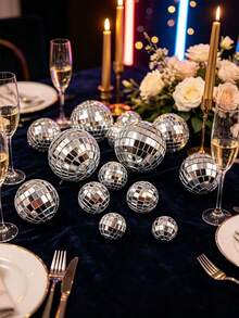 18/24/32pcs Disco Ball Set, Shiny Disco Ball, Reusable Disco Decoration Ball, Mini Disco Ball, Suitable For Cake Decoration, Party, Bar, Holiday Decoration (Silver) - A - View 2