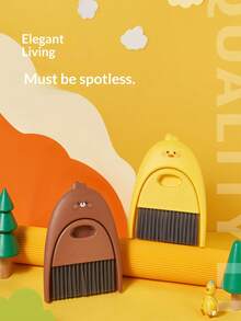 Small Broom And Dustpan Set, 1pc Dustpan And Brush Set, Cute Little Yellow Duck Mini Broom And Dustpan Set, Small Dustpan Mini Suitable For Desktop Debris, Keyboard And Pet Cage Cleaning - A - View 10
