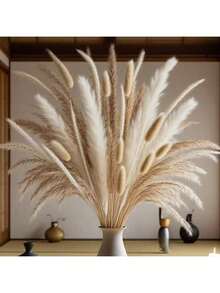 1pc Artificial Reed Grass & Eucalyptus Mixed Decorative Bouquet, For Wedding, Party Or Tabletop Decor, Bridal Hand Bouquet, Tabletop Decoration Prop - Brown - View 1
