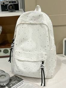 Vintage Polka Dot Girls Student Backpack | Red Nylon Daily Backpack With Adjustable Shoulder Straps And Multiple Pockets | School/Commute/Travel - Multicolor - View 12