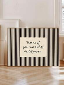 1pc Black Striped Toilet Paper "I See London I See France" Humorous Quote Wall Art Print "This Is A High-End Place" Canvas Poster Minimalist Bathroom Art, Vintage Striped Retro Bathroom Wall Art Print, Bathroom Gift Christmas Decor, Framed/Unframed - Letter - View 1
