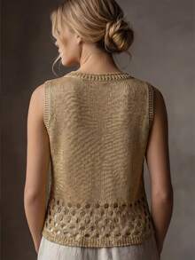 Women's Hollow-Out Sequin Sleeveless Tank Top Versatile Top Summer - Gold - View 7