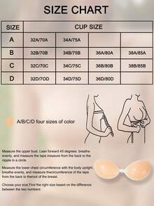 1/2 Pairs Women's Self Adhesive Silicone Strapless Bra, Invisible Push Up Sticky Bra With Gathering Design For Wedding, Ball Gown & Backless Dress - Apricot - View 12