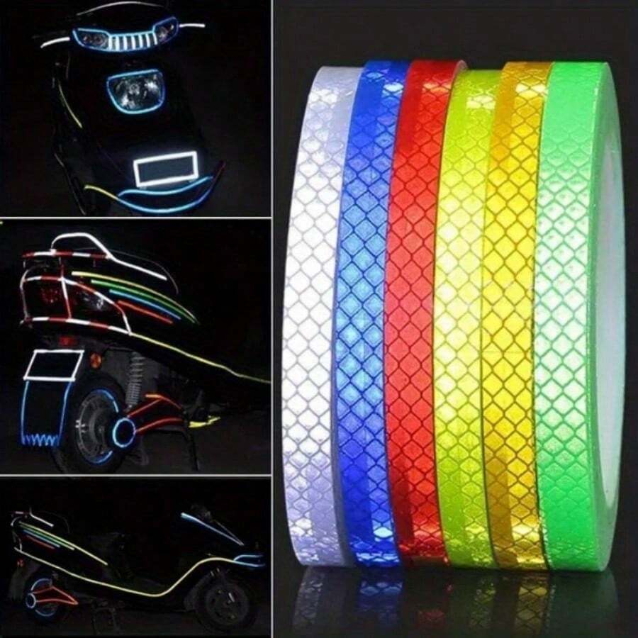1cm*8m Reflective Tape Vehicle Warning Sticker Reflective Film Protective Tape Strip Film Suitable For Trucks Cars Motorcycles - Multicolor - View 1