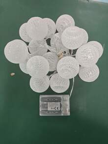 1件 1.5/3米 LED棉球串燈，電池供電暖白色球形燈串，適用於臥室、牆面、露營帳篷和婚禮裝飾，完美適合聖誕節、派對和溫馨房間裝飾 - 白色 - 查看 10