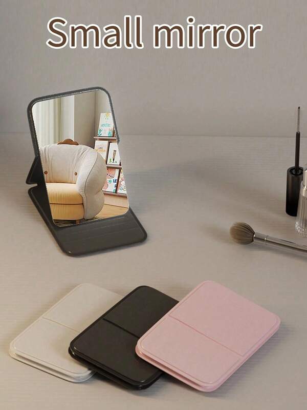 Portable Makeup Mirror, Solid Color Design, PU Leather Material, Minimalist Portable, Foldable Design, Cute Pocket Mirror, Suitable For Birthday Gifts, Graduation Gifts, Home Decor, Back To School Room Decor And School Supplies