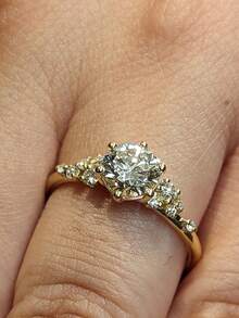 1pc Elegant White Zirconia Women's Ring, Suitable For Women's Valentine's Day, Christmas Gift, Wedding, Engagement, Anniversary Party Jewelry - White - View 3
