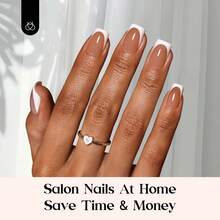 Beetles 224Pcs French Tips Press On Nails, Brown Short Squoval Soft Gel Fake Nails, Reusable Full Cover Nail Tips For DIY Salon Manicure Women - 224 Pcs Brown Short Squoval - 查看 3