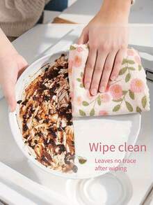 5/1pc Floral Pattern Kitchen Towel, Fresh Ditsy Floral Kitchen Towel, Thick Absorbent Hand Towel, Floral Oil-Resistant Kitchen Cloth, Suitable For Kitchen, Bathroom, Glass And Car Cleaning - Super Absorbent Quick-Drying Reusable Towel, Soft Square Towel - Multicolor - View 6