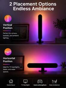 USB RGB LED Ambient Light Strip With Remote Control, Dimmable Color-Changing Night Light With Infrared Sensor, Modern Bedside & Desk Lamp, Suitable For TV Backlight, Bedroom, Gaming Scenes (Plastic Lampshade) - Black - View 3