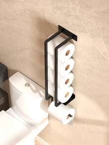 1pc Wall-Mounted Toilet Paper Holder, No-Drill Installation, Large Capacity, Space-Saving, Suitable For Bathroom Storage, Home Decor, Organization, Household Toilet Paper Holder - Multicolor - View 4