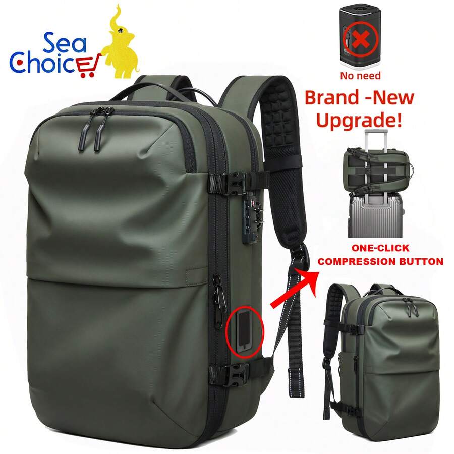 Sea Choice Vacpack Backpack Laptop Backpack Fit For 16 Inch Expandable Backpack With Vacuum Compression TSA Lock Backpack - Army Green - View 1