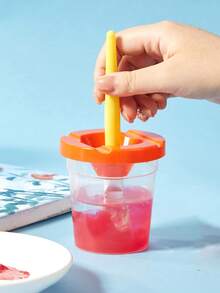 4pcs Paint Brush Holder With Lid, Paint Tool Brush Washing Bucket, Leak-Proof Mixing Cup, Watercolor Brush Washing Cup, Nail Art Brush Cleaning Cup, Small Painting Work Plastic Makeup Paint Cleaning Cup Set, Detachable, Art Painting Brush Washing Bucket, Multi-Functional Leak-Proof Mixing Cup, Portable Acrylic Watercolor Paint Brush Washing Cup, Anti-Spill, Art School - Artist Supplies - School Supplies - Back To School Gift - Easy To Clean - Multicolor - View 2