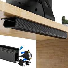 1pc 40cm/15.75in Under Desk Cable Management Tray, PVC Power Cord Concealer, Wire Organizer Raceway - Multicolor - View 2