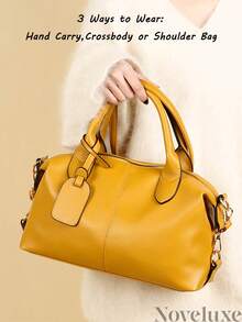 Vintage Boston Bag For Women Large Capacity Shoulder Crossbody Bag Casual Handbag Work Tote Yellow Purse For Travel School Back To School Outfits - 彩色 - 查看 7