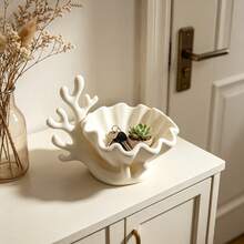 3D Printed PLA White Coral Shell Trinket Dish, Nautical Coral Branch Sculpture Storage Bowl, Multi-Functional Wavy Shell Decorative Tray For Mini Succulent Plants, Necklaces, Soaps And Small Accessories, Vanity Dresser Bathroom Desktop Organizer, Unique Coastal Table Decor And Housewarming Gift - Multicolor - View 3