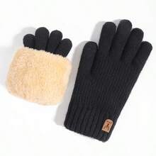 3 pares, guantes de punto cálidos para otoño/invierno, guantes de mujer cálidos anti-frío para ciclismo al aire libre con doble capa y forro térmico grueso con pantalla táctil, adecuados para actividades al aire libre en invierno - Multicolor - Ver 2