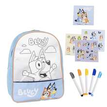 Cerdá Bluey And Gabby Dollhouse Coloring Backpack For Boys And Girls - One Size Children's Backpack 100% Polyester With Markers, Stickers And Notebook, Back To School Craft Set And Gift - Option 1 - View 1