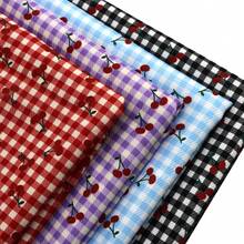 1pc Cherry Tartan Printed Twill Polyester Fabric 59x19.68 Inch Precut Fabric - Vibrant Red Cherry & Plaid Patterns, Durable & Easy-Clean For DIY Quilting, Sewing, Hair Ties, Party Decorations, Craft Projects, Backdrop Fabric, DIY Wallet Making - Default - View 2