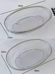 Stainless Steel Mesh Oval Basket, Strainer, Oil Filter, Snack Basket, Vegetable And Fruit Washing Basket, Storage Basket - Multicolor - View 2