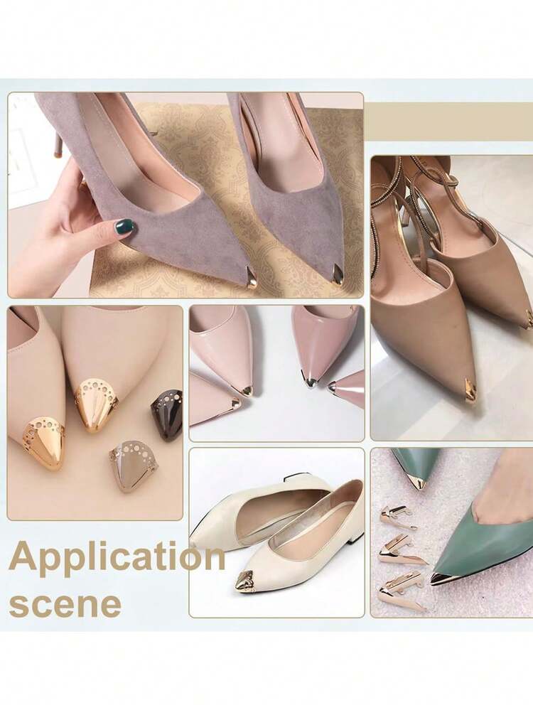 Metal Anti-Kick Toe Cap, Designed To Prevent High Heel Pointed Toe Damage, Durable Elegant Women's High Heel Repair Decorative Protective Cap, Suitable For High Heels, Boots And Shoes, Shoe Decoration, Protection And Repair, Perfect For Teacher's Day, Mother's Day, Back To School Gifts, Travel Essential, Party Favor, Wedding Gift - Multicolor - View 8
